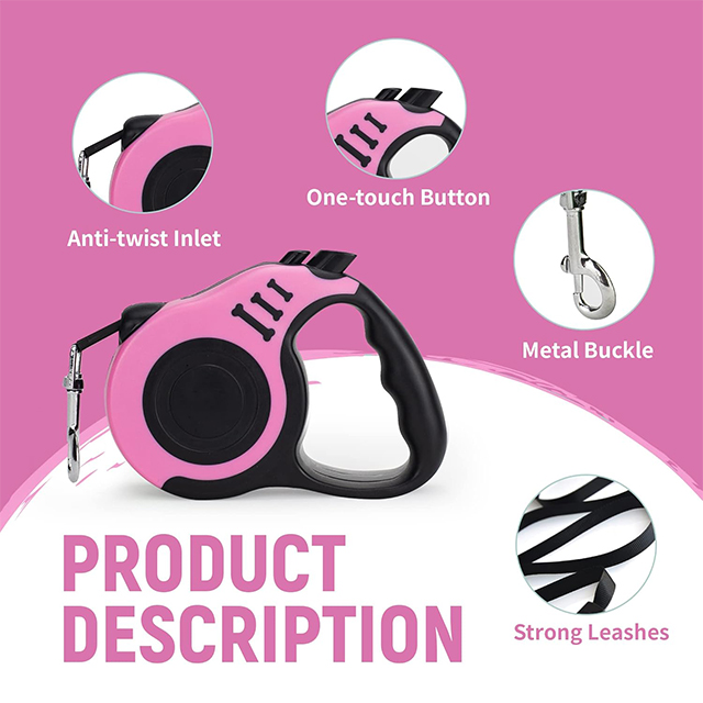Wehao Retractable Dog Leash Durable Nylon Rope Comfortable Grip