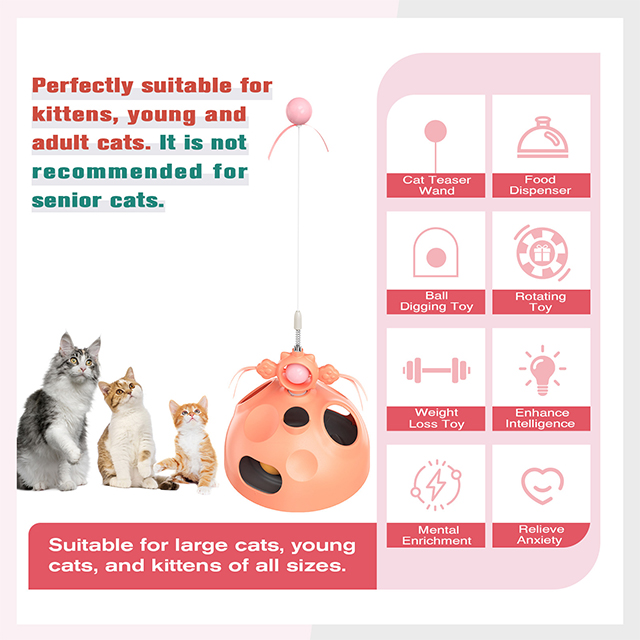 Wehao 4 in 1 Interactive Cat Toy Food Dispenser Teaser