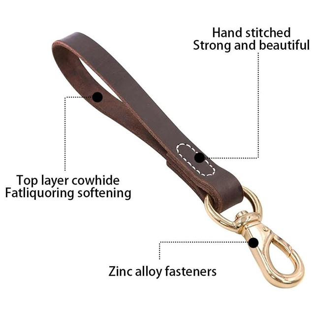 Wehao Leather Handle Short Dog Leash Heavy Duty Traffic Lead