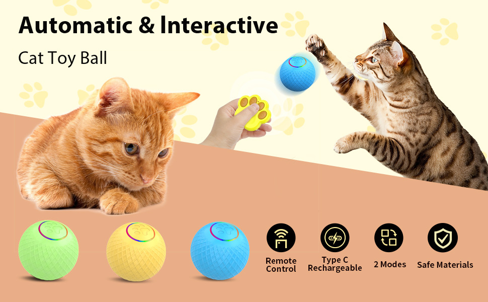 Automatic & Interactive Cat Toy Ball