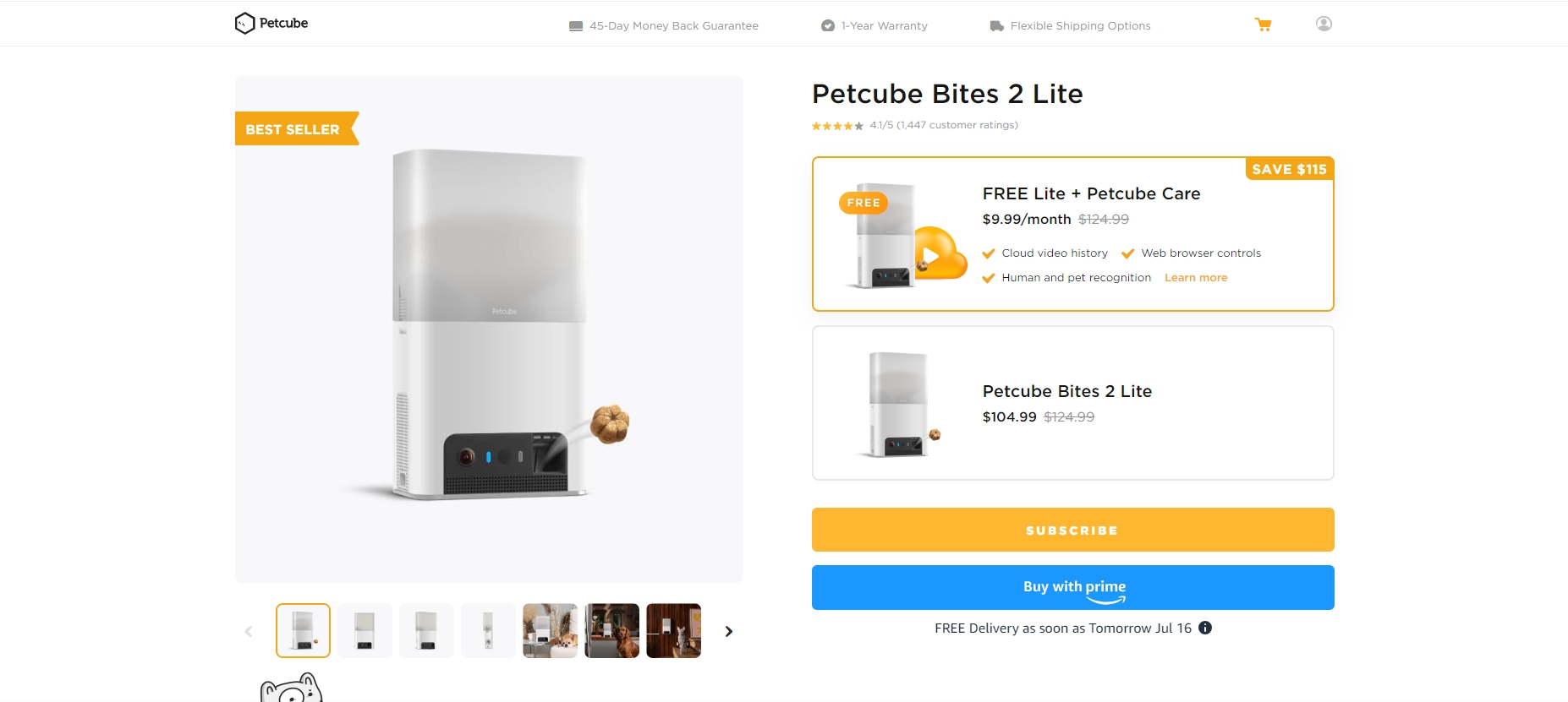 Petcube Bites 2 Lite Interactive Wi-Fi Pet Camera and Treat Dispenser