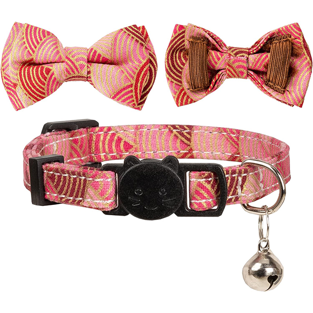 Wehao Safety Buckle Cat Collar with Detachable Bow Bell