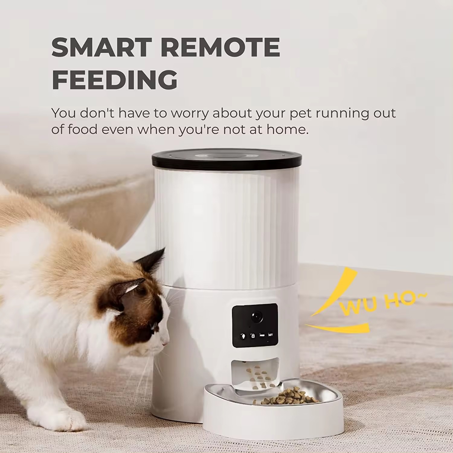 Wehao Pets 4L Round Pet Auto Feeder with 1080P HD Video Camera