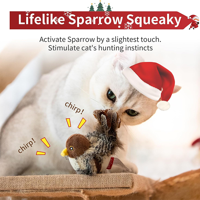 Wehao Realistic Bird Design Interactive Cat Toy Automatic Chirping