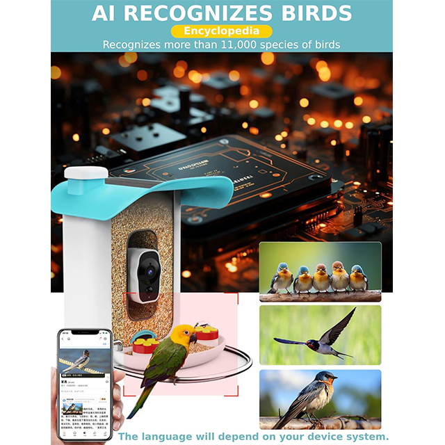 Smart AI Bird Feeder with Motion Detection And Solar Charging