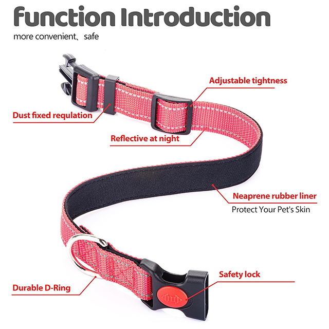 Wehao Reflective Dog Collar Adjustable Safe Durable Lightweight Comfortable