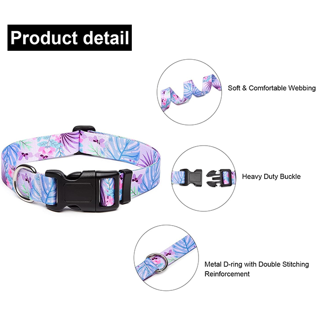 Wehao Dog Collar Stylish Durable Soft Adjustable for Small Large Dogs