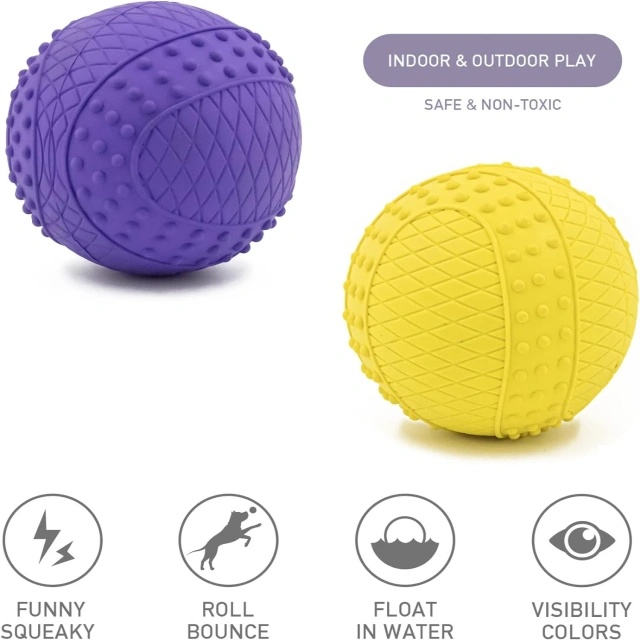 Dog Toy Suppliers Custom Interactive Rubber Squeaky Chew Ball Dog Toys