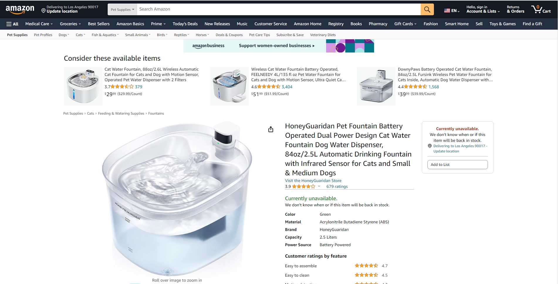 HoneyGuaridan Battery Operated Cat Water Fountain