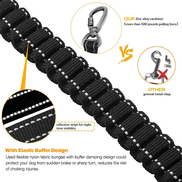 Wehao Durable Bungee Dog Leash Reflective Safety Padded Handles