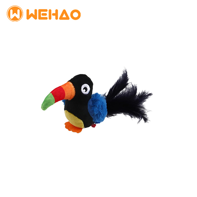 Wehao Interactive Squeaky Feather Bird Toy for Cats Dogs