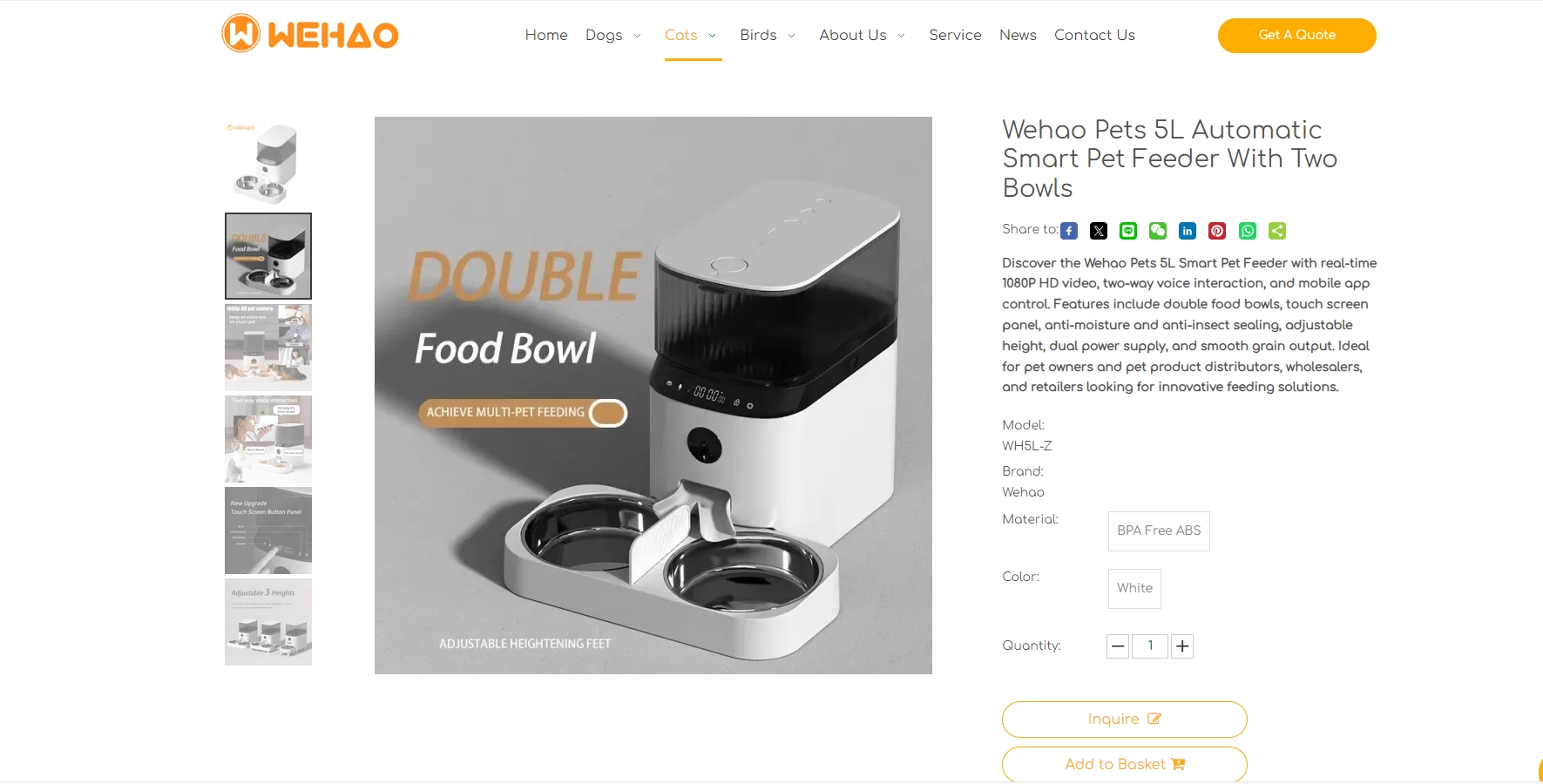 Wehao Pets Automatic Smart Pet Feeder With Two Bowls