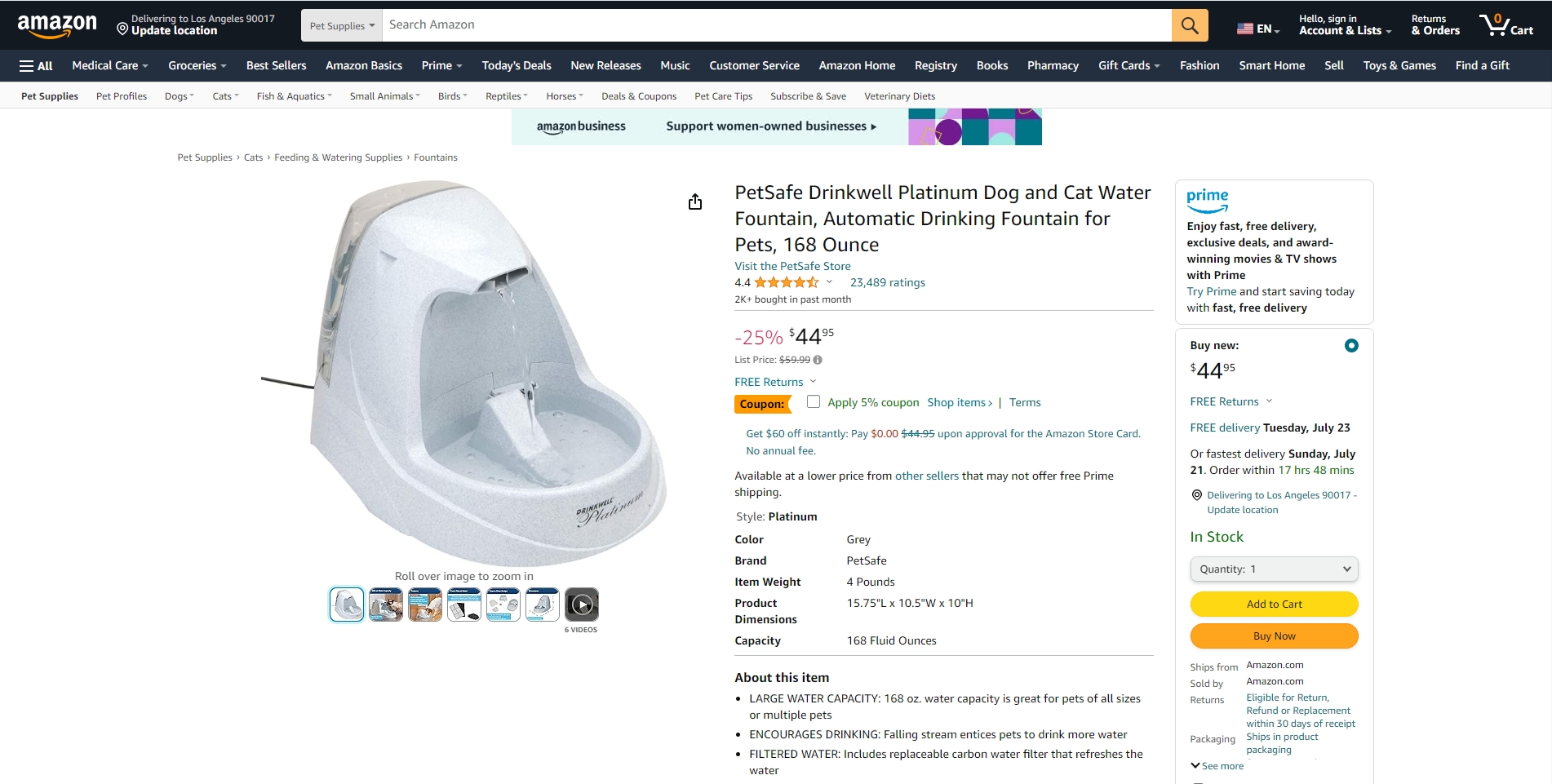 PetSafe Drinkwell Platinum Pet Water Fountain