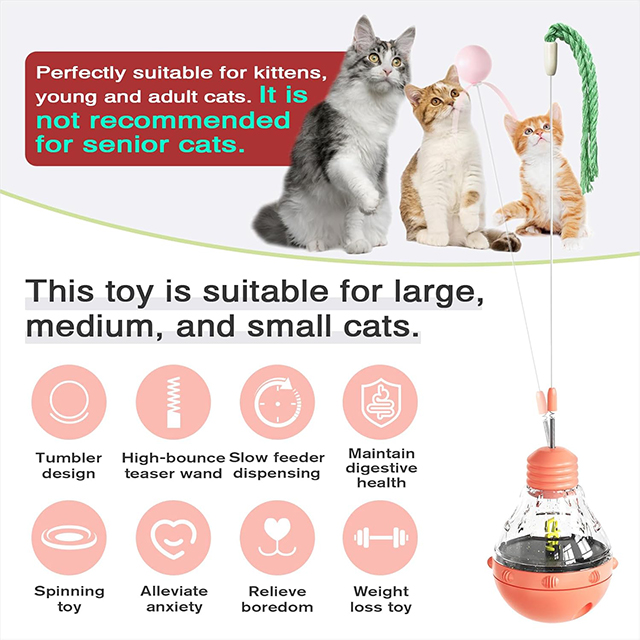 Wehao Interactive Cat Toy Wobble Design Slow Feeder Safe Material