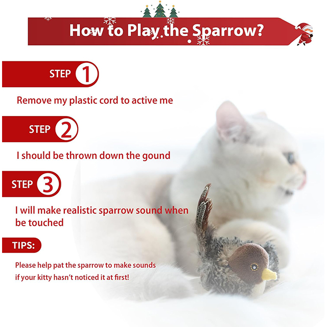 Wehao Realistic Bird Design Interactive Cat Toy Automatic Chirping