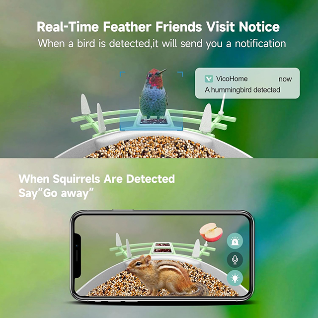 Wehao Smart AI Bird Feeder Camera Motion Detection Solar-Powered