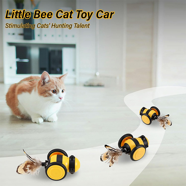 Wehao Bee Shaped Smart Cat Toy Car with Obstacle Avoidance